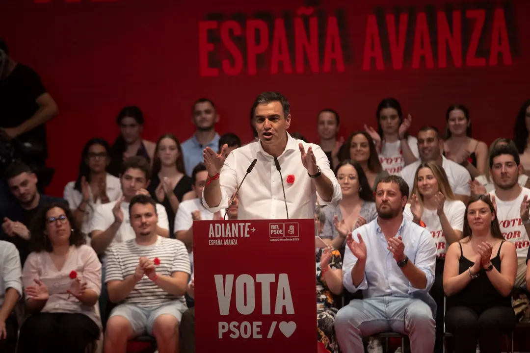 S&aacute;nchez en un mitin electoral