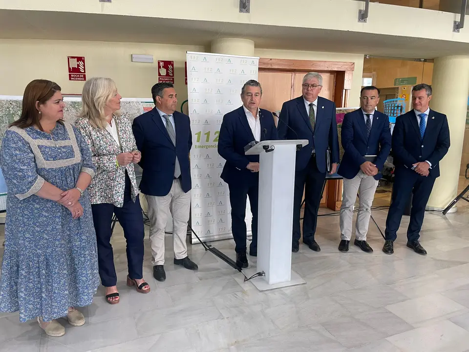 Sanz durante la presentaci&oacute;n del Plan Romero en Huelva