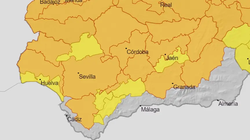 Mapa de alertas elaborado por la Aemet.