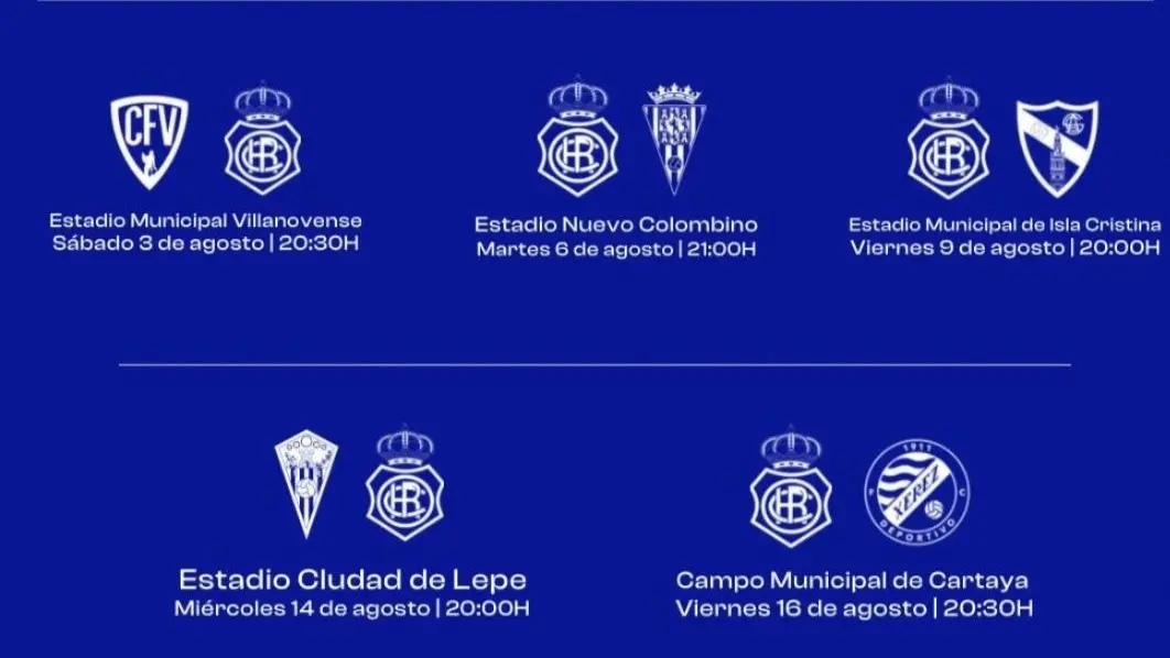 El Recre confirma todos sus rivales de pretemporada. Fuente: Twitter Recreativo de Huelva