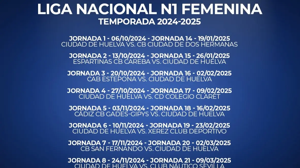 El CDH ya conoce su calendario para la pr&oacute;xima temporada en La Liga Nacional N1 Femenina. Fuente: Twitter Ciudad de Huelva