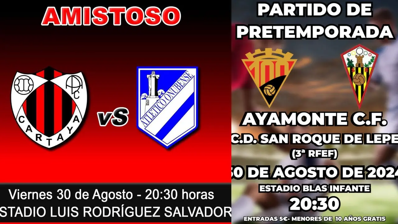 Viernes de f&uacute;tbol en la provincia de Huelva. Fuente: Twitter Ayamonte CF y AD Cartaya