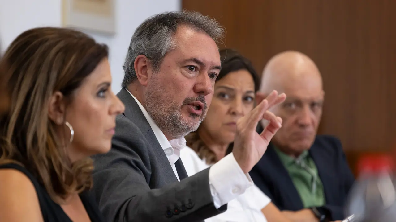 El secretario general del PSOE-A, Juan Espadas, junto a dirigentes socialistas entre los que se encuentra F&eacute;rriz. Fuente: PSOE-A.