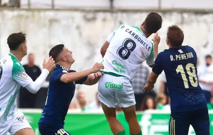 Imagen del partido de ida que termin&oacute; 1 - 1. Fuente: Twitter del Recreativo de Huelva
