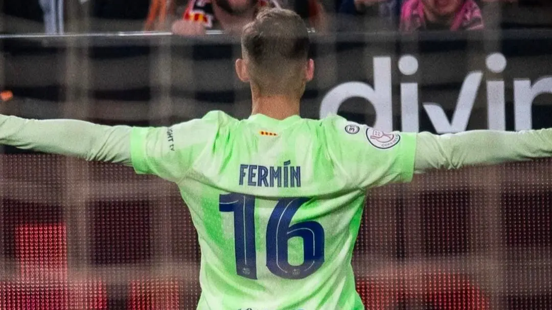 El campillero celebrando su gol frente al Valencia CF del pasado jueves en la Coa del Rey. Fuente: Instagram de Ferm&iacute;n L&oacute;pez