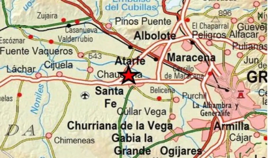 Terremoto en Santa Fe. Fuente: Junta de Andaluc&iacute;a