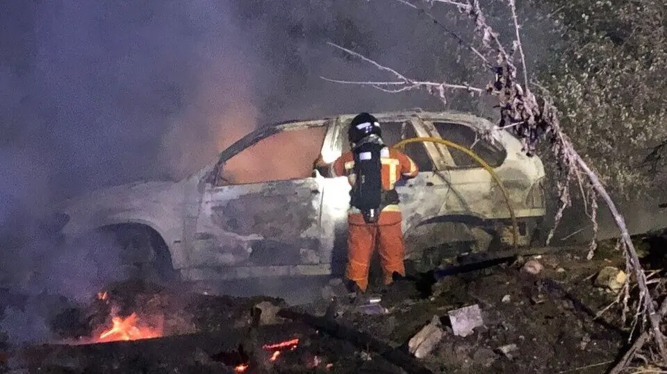 As&iacute; qued&oacute; el veh&iacute;culo tras el incendio. Fuente: Sab Bomberos Huelva Provincia