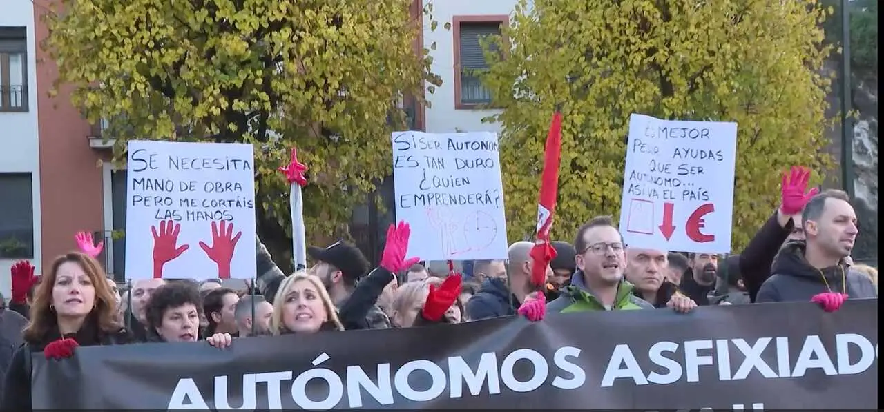 Manifestaci&oacute;n reciente de aut&oacute;nomos en Bilbao
