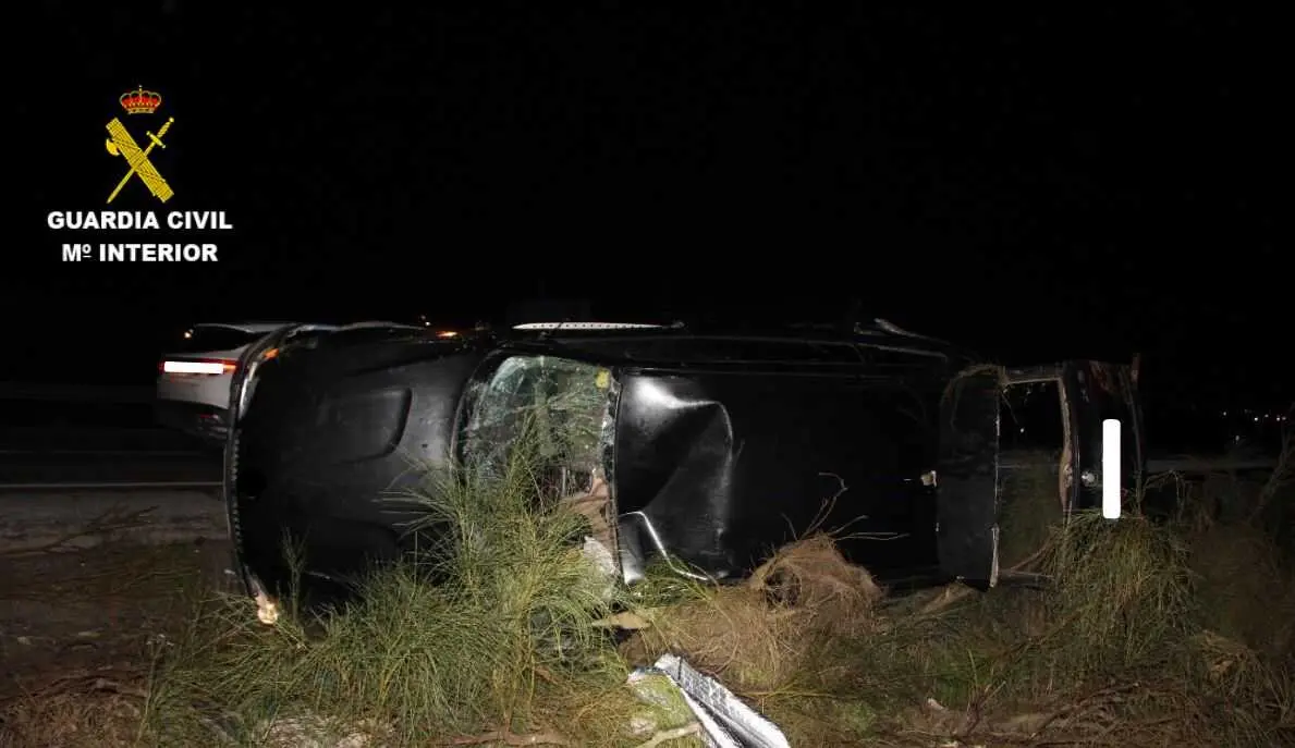 As&iacute; qued&oacute; el veh&iacute;culo tras el accidente. Fuente: Guardia Civil