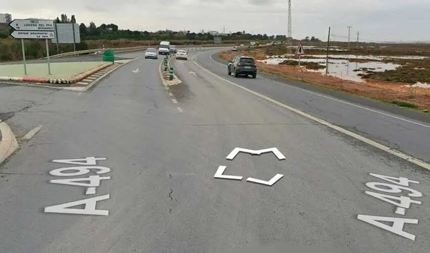 Lugar donde se produjo el accidente de Moguer