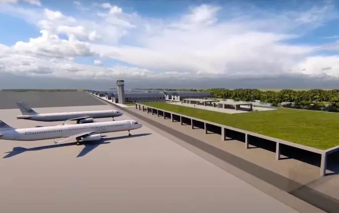 Recreaci&oacute;n sobre el futuro aeropuerto de Huelva