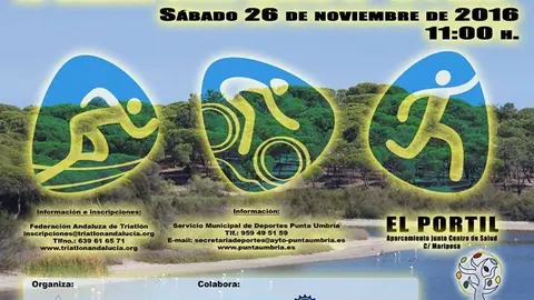 Cartel Duatl&oacute;n Laguna de El Portil.