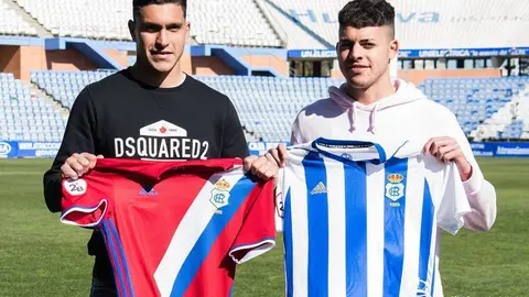 Charaf, a la derecha./ Real Club Recreativo de Huelva