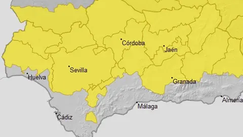 Aviso amarillo por lluvias y tormentas en casi toda la provincia de Huelva