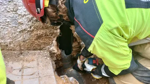 Bomberos del Consorcio Provincial de Huelva durante el rescate en Jabugo