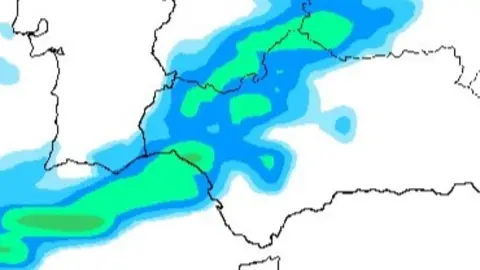 Frente fr&iacute;o que atravesar&aacute; la provincia de Huelva. Foto: MeteoHuelva.es