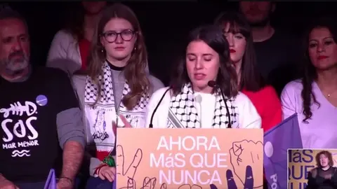 Irene Montero interviene en el acto de Podemos
