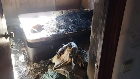 Incendio en una vivienda de Moguer. Foto: Bomberos del Consorcio