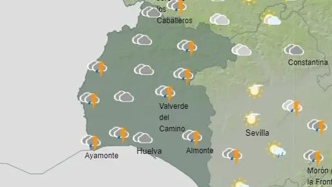 La AEMET activa el aviso amarillo por tormentas en la zona del litoral de Huelva. Foto: AEMET