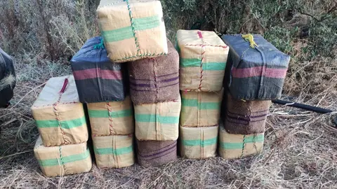 Parte del alijo de hach&iacute;s incautado