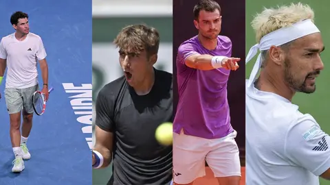 Esta tarde-noche se disputar&aacute;n las dos semis masculinas en la Copa del Rey de tenis de Huelva. Fuente: Twitter de Thiem, M&eacute;rida, Mart&iacute;nez y Fognini