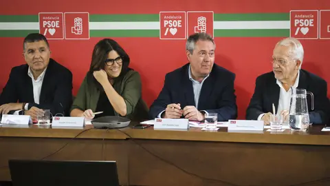 El presidente del PSOE-A, Manuel Pezzi, junto al secretario general Juan Espadas. Foto: PSOE-A.