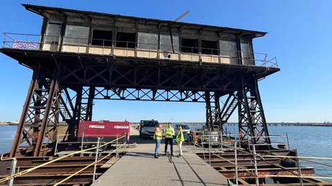 Visita de las obras por parte del presidente del Puerto de Huelva y responsables del proyecto.