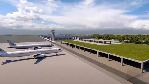 Recreaci&oacute;n sobre el futuro aeropuerto de Huelva