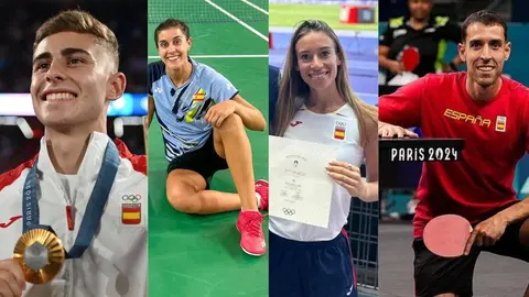 Ferm&iacute;n L&oacute;pez, Carolina Mar&iacute;n, Laura Garc&iacute;a y &Aacute;lvaro Robles han estado prsentes en Par&iacute;s 2024. Fuente: Twitter de Ferm&iacute;n y Carolina Mar&iacute;n e Instagram de Laura Garc&iacute;a de &Aacute;lvaro Robles
