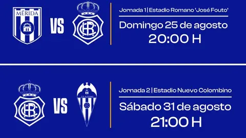El Decano ya conoce el horario de sus dos primeros choques de la nueva temporada. Fuente: Twitter Recreativo de Huelva