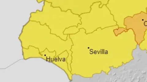 Aviso amarillo por temperaturas altas en toda la provincia de Huelva para hoy lunes 19 de agosto. Foto: AEMET