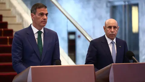 El presidente del Gobierno, Pedro S&aacute;nchez, en Mauritania. Fuente: Moncloa.