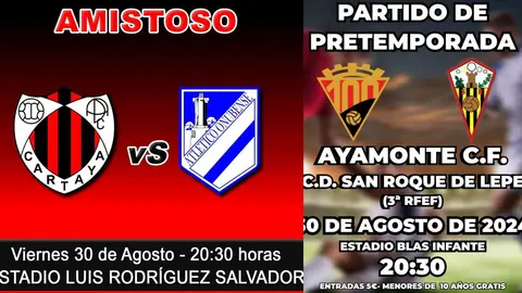 Viernes de f&uacute;tbol en la provincia de Huelva. Fuente: Twitter Ayamonte CF y AD Cartaya