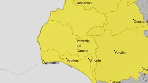 Aviso amarillo por fuertes lluvias en toda la provincia de Huelva