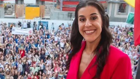 Carolina Mar&iacute;n durante una recepci&oacute;n en el Ayuntamiento de Huelva en el mes de septiembre. Fuente: Carolina Mar&iacute;n