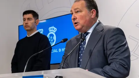David Toscano durante la rueda de prensa | Diputaci&oacute;n de Huelva