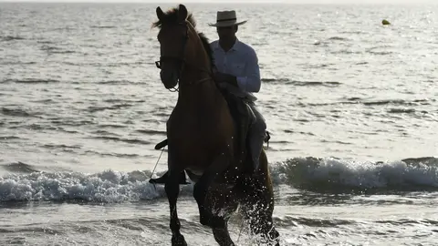 Doma vaquera en la playa de Matalasca&ntilde;as