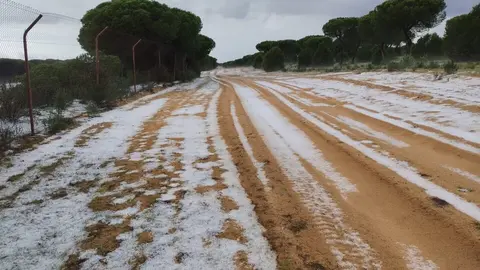 Una espectacular granizada cae en la zona de Do&ntilde;ana