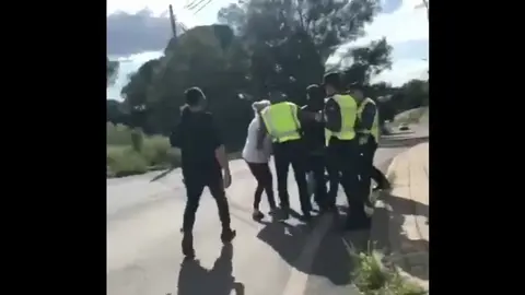 Uno de los momentos del suceso en Alto de la Mesa de Riotinto