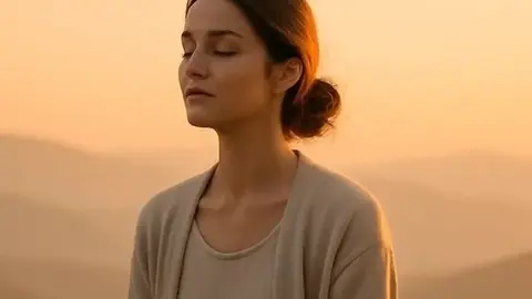 Una mujer reflexiona en paz