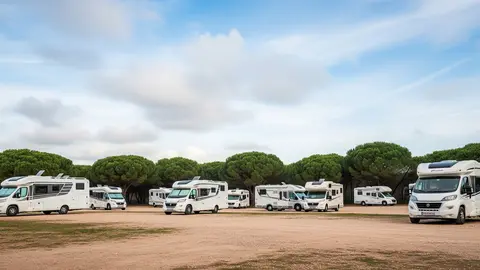 Zona parcela de caravana en el Parking El Roc&iacute;o