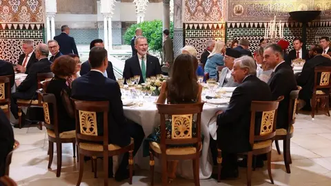 Cena de la Cumbre de la ONU en el Real Alc&aacute;zar de Sevilla. Fuente: