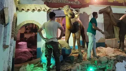 Obras del Bel&eacute;n Viviente de Beas. Archivo