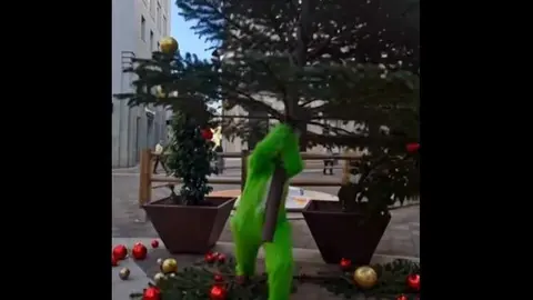 El Grinch retira el &aacute;rbol de Navidad en La Placeta