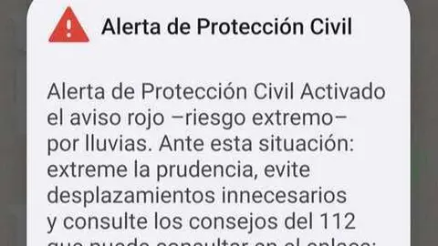 Mensaje de Protecci&oacute;n Civil por el aviso rojo