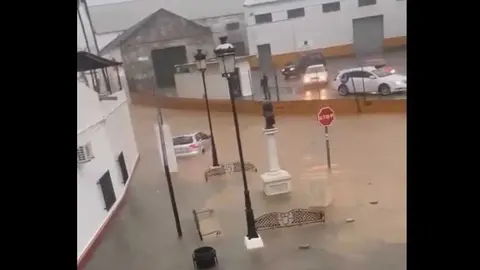 Una de las zonas de Almonte anegadas por las lluvias
