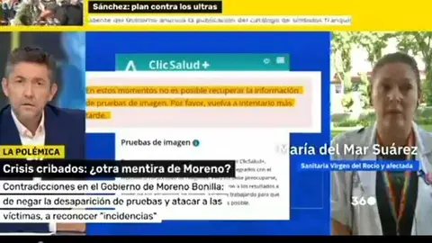 Entrevista en Ma&ntilde;aneros a la supuesta sanitaria. Fuente: Ma&ntilde;aneros 360