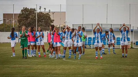 Sporting de Huelva tras acabar el partido. Fuente: X Sporting de Huelva
