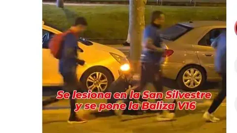 Se lesiona en la San Silvestre y se colca una baliza V16 en la cabeza. Fuente: Tiktok de ThisisBurgos