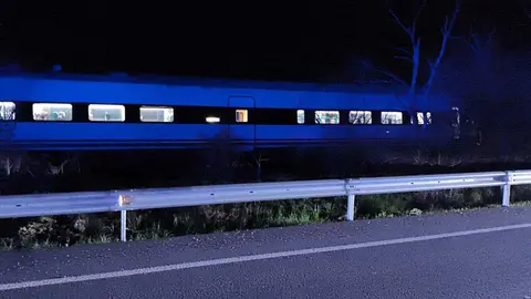 El tren parado en la noche de este mi&eacute;rcoles en el Condado onubense